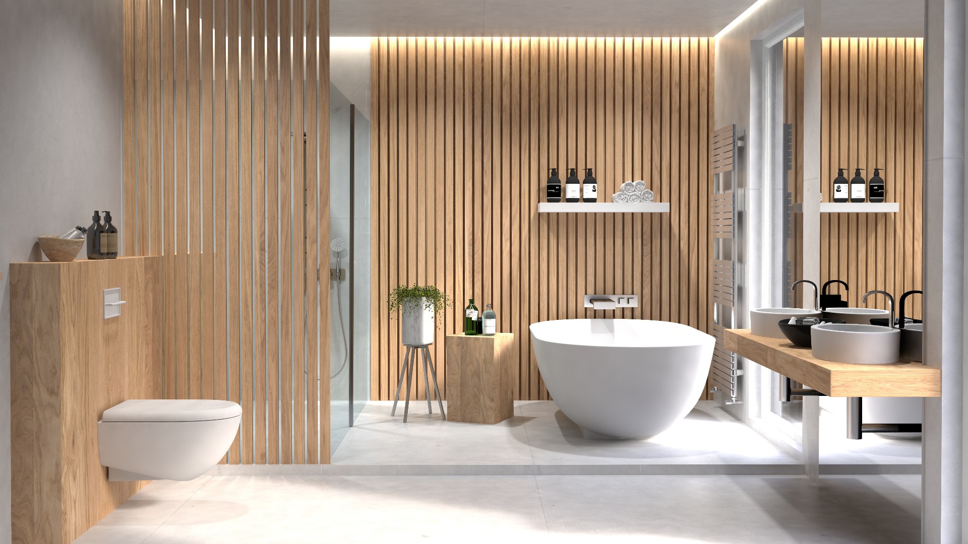 Bad, Badezimmer, modern, freistehende Badewanne